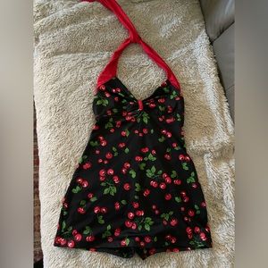 1 piece swim dress shorts. Never worn. Pinup cherry 🍒